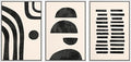 wall26 Framed Wall Art Print Set Black and Tan Semi Circles and Lines Geometric Shapes Digital Art Modern Art Mid-Century Modern Relax/Calm for Living Room, Bedroom, Office - 16"x24"x3 White