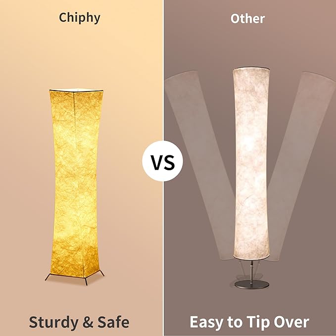 chiphy Floor Lamp, Dimmable 39" (XS) Tall Standing Lamp, 3 Levels Adjustable Brightness 12Wx2 LED Bulbs, Column Floor Light w/White Fabric Shade, Home Decor for Living Room, Bedroom, Kids Room