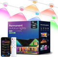 Permanent Outdoor Lights Pro, 100ft with 72 RGB LED Lights for Daily and Accent Lighting, IP65 Waterproof Smart Eaves String Lights with App & Remote,Rainbow Light for Halloween,Christmas-100FT