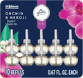 Glade PlugIns Refills Air Freshener, Orchid & Neroli, Scented and Essential Oils for Home and Bathroom, 0.67 Fl Oz, 10 Count