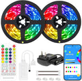 BTF-LIGHTING RGBW Bluetooth Music APP 32.8FT LED Strip Lights RGB+Warm White 3000K 4 Colors in 1 LED Color Changing Lights Strip for Bedroom, Desk, Home Decoration, with Remote and 12V Power