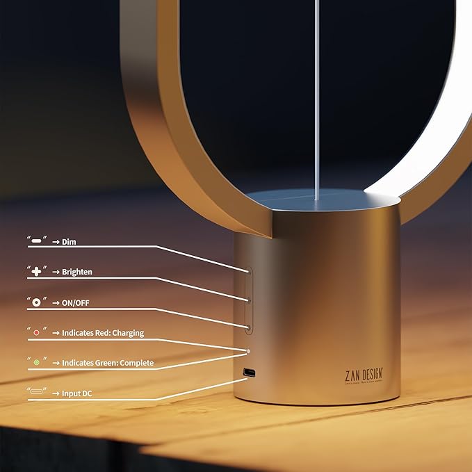 Table Lamp for Bedroom - Balance Lamp,Bedside Lamp with Touch Dimmer,Nightstand Lamp,3 Level Brightness Rechargered Night Light for Home,Office,College Dorm (Silver)