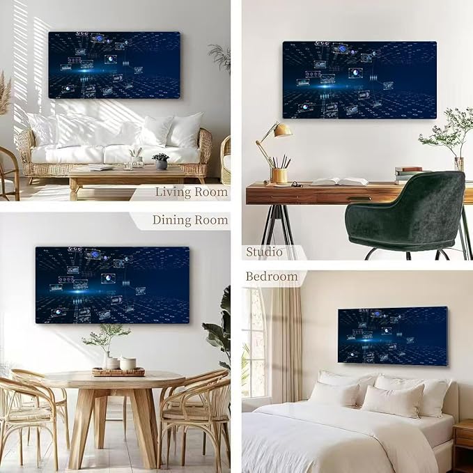 Wibinuki Wall Art Wall Decor Wall Paintings Smart city, world, Global communicion network G Business graph. for Living Room Bedroom Bathroom Home Decor Can Be Hung Directly 20"x 40"