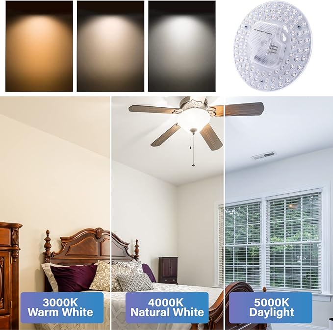 Lustaled 2Pack 36W LED Light Engine Retrofit Kit,6.69inch 3200LM 3CCT 3000K/4000K/5000K Dimmable Ceiling Fan Light Kits,AC 120-130V Ceiling Fan Light Replacement for Ceiling Flush Light