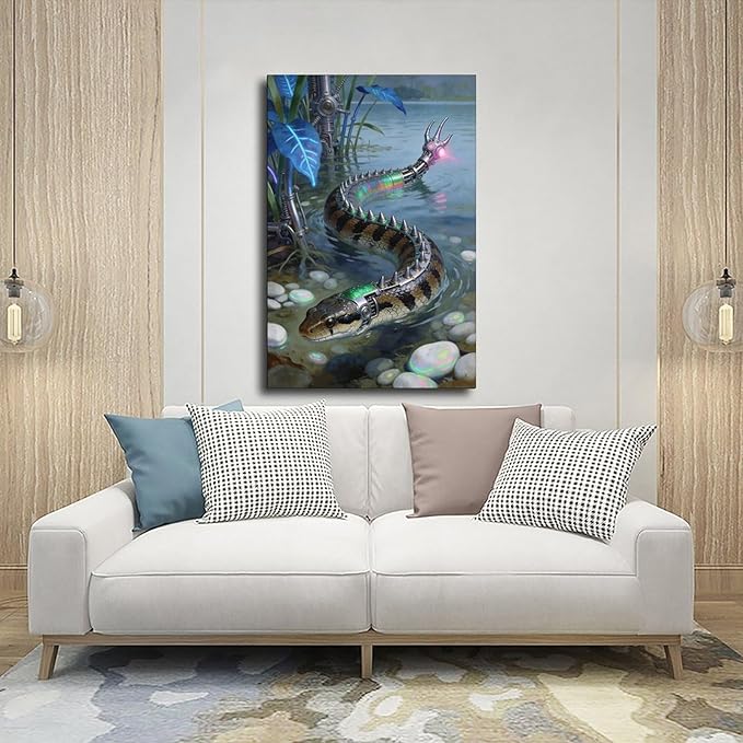Framed Futuristic Nature Wall Art for Modern Living Room Creative Sci Fi Style Interior Decor 16x24inch(40x60cm)