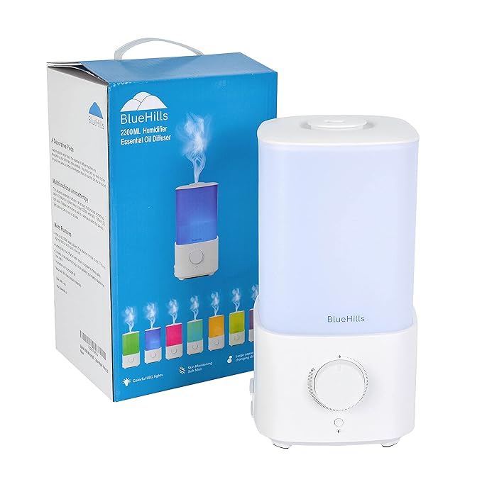 BlueHills Premium Set of Two Large 4000 ML Tall and 2300 ML XL Essential Oil Diffusers Humidifier Combo for Large Room Home with Décor LED Lights Great Gift – Value Pack of White