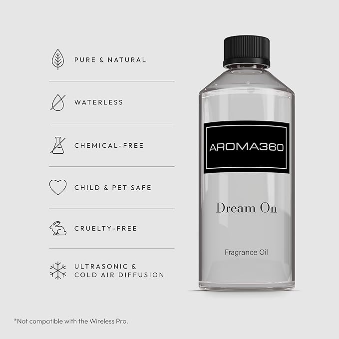 Aroma360 Dream On Fragrance Oil Blend - 500ML - Scented Aromatherapy Diffuser Oil with Serene White Tea, Healing Aloe Vera, and Warm Earthy Cedar