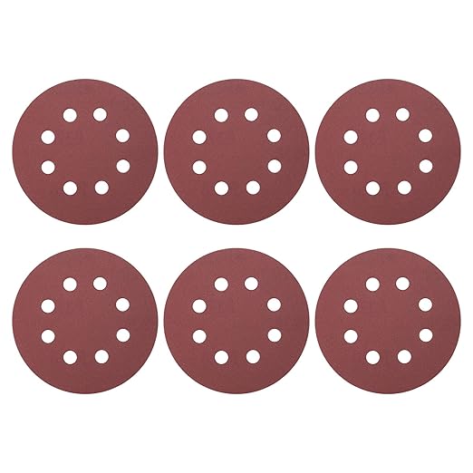 HARFINGTON 20 Pcs 5 Inch Sanding Discs, 320 Grit Hook and Loop Sandpaper, 8-Hole Aluminum Oxide Orbital Sander Sandpaper for Woodworking Automotive Metal Polishing, Red