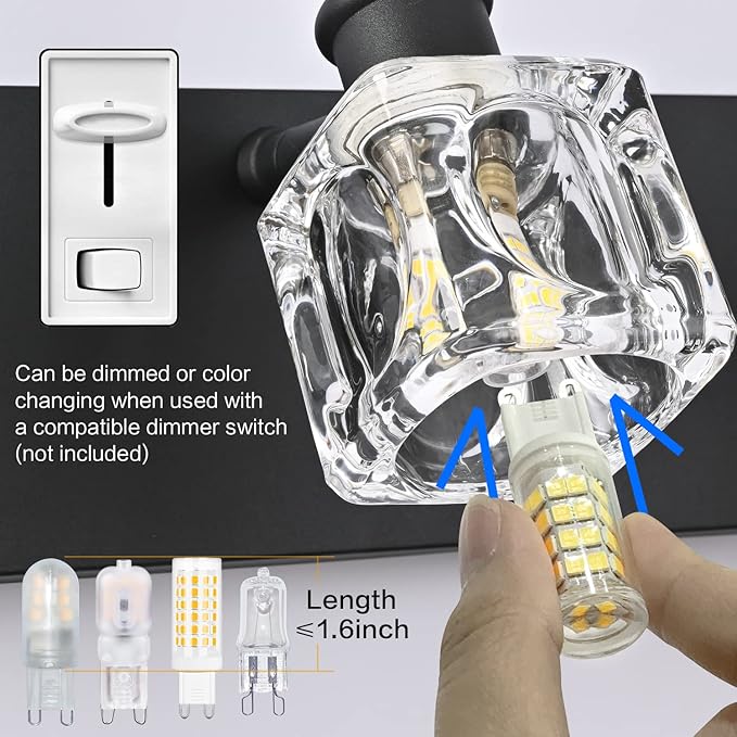 PRESDE Black Crystal Bathroom Vanity Light for Bathroom Modern 5 Light Vanity Lighting Fixtures