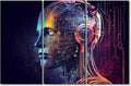 TUMOVO Artificial Intelligence Wall Art 3 Piece Futuristic Technology Canvas Printing Posters AI Artwork, Humanoid Robot Wall Decoration for Bedroom Living Room, Ready to Hang, 60" Wx40 H