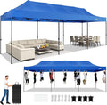 COBIZI 10x30 Pop up Canopy Heavy Duty Without Sidewalls, Easy Set-up Commercial Outdoor Party, 100% Waterproof Wedding Canopy Gazebo, 3 Height Adjustable with Wheeled Bag, Blue