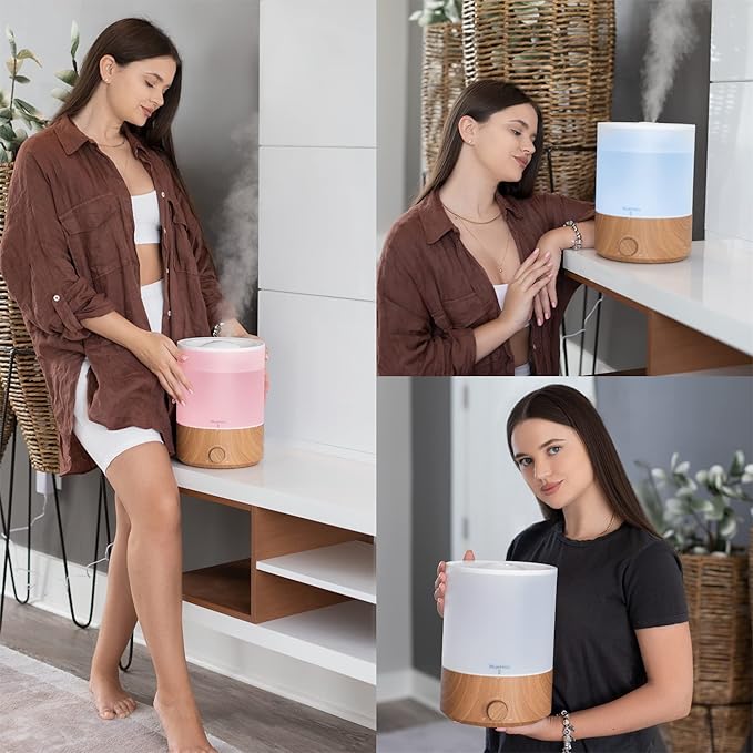 BlueHills Premium Set of Two Large 2500 ML and 4000 ML XL Essential Oil Diffusers Humidifier Combo for Large Room Home with Décor LED Lights Great Gift – Value Pack of Wood Grain.