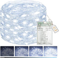 btfarm Fairy Lights Battery Operated with Timer 8 Modes, 16.4 FT 50 LED Silver Wire Twinkle String Lights Battery Powered Dimmable Waterproof for Indoor Home Party Wedding Christmas Decor, Cool White