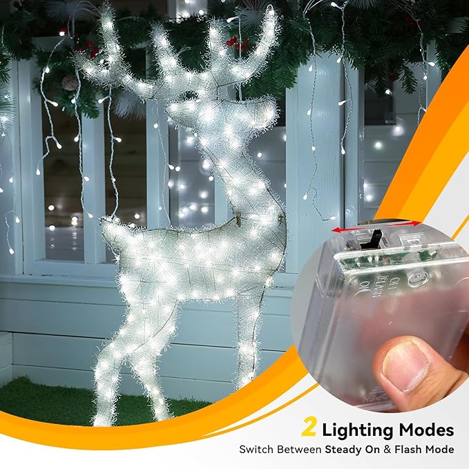 LitHome 2 Pack Cool White Fairy Lights Battery Operated, 20 FT 60 LED Twinkle Lights Battery Operated 2 Modes, Waterproof Led Fairy String Light for Indoor Outdoor Christmas Wedding Bedroom Decor