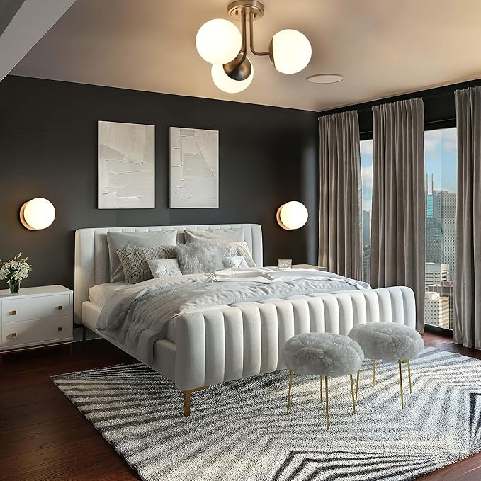 Wall Sconces, 1 Light Modern Globe Sconce in Brushed Nickel, Wall Light for Bedroom Bathroom Living Room & Hallway Vanity Lighting, Ceiling Light Fixture