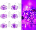 TingMiao Halloween Purple Fairy Lights Battery Operate,7.2ft 20 LEDs String Lights Silver Copper Wire for Hallowen Christmas DIY Decoration Wedding Party (6 Pack)