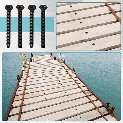 (100pcs) 5/16-18 x 2-1/4" Flat Head Thread Cutting Trailer Deck Screws, Black Phosphate, Package Contains T40 Star Drivea and 9/32 Drill bit