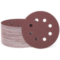 HARFINGTON 100 Pcs 5 Inch Sanding Discs, 80 Grit Hook and Loop Sandpaper, 8-Hole Aluminum Oxide Orbital Sander Sandpaper for Woodworking Automotive Metal Polishing, Red