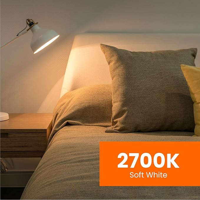 Feit Electric A19 LED Light Bulbs, 60W Equivalent, Dimmable, E26 Standard Base, 90 CRI, 800 Lumens, 2700K Soft White, 120V, 22 Years Lifetime, Damp Rated, 8 Pack, OM60DM/927CA/8