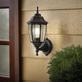 Photocell-Controlled Outdoor Wall Light – Die-Cast Aluminum & Glass Water-Resistant Exterior Fixture, Wet Location Rated, E26 Base (60W Max) for Porch, Garage, Garden（Black）
