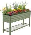 Elevated Raised Garden Bed- Slim Series, 1.5' x 5.5' Outdoor Planters Boxes with Legs & Storage Rack for Patio, 750 Lbs Weight Capacity, Raised Beds for Gardening Herbs Vegetables Flowers, Olive Green
