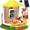 birdsnap® TUC Bird Feeder with Camera 2K HD, Solar Panel 32GB Card 4-in-1 Perch, 160°View Auto Detect & Notify AI Identify Video Bird Camera Wireless Outdoors Ideal Gift for Birds Lover
