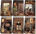 Breling 6 Pcs Western Cowboy Scene Kitchen Towel Wooden House Barn Vintage