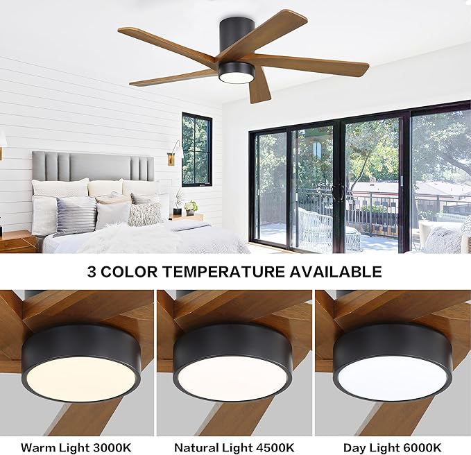 WINGBO 48 Inch Flush Mount DC Ceiling Fan