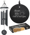 Corinthian Bells 27" Pet Memorial Wind Chime – Black – “Always Loved, Never Forgotten” with Engraved Pawprint – Soothing Sympathy Gift for Dog or Cat Loss & Remembrance