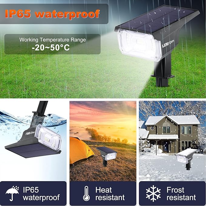 Solar Spot Lights, IP65 Waterproof 40 LEDs Landscape Spotlights,USB & Solar Powered Wall Lights Dark Sensing Auto On/Off,3 Modes Outdoor Solar Garden Lights for Yard Porch 2 Pack