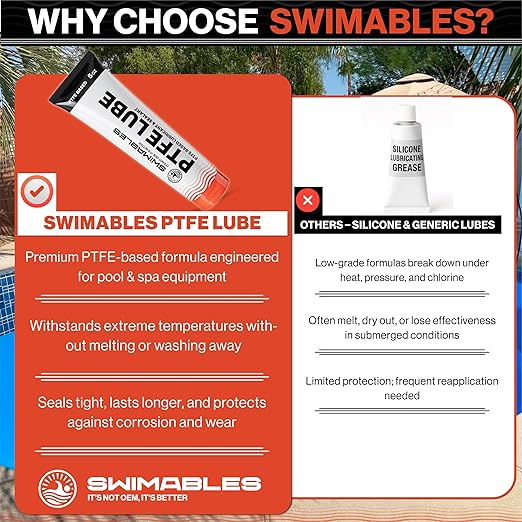 Swimables 5 oz Pool PTFE Lube - PTFE-Based Sealant for Pool o Ring Lube, Gaskets & Pools Equipment - Long Lasting Magic Lubes for Pools Filter Lubes, Spa Pumps - Waterproof & Non-Melting - 1 Pack