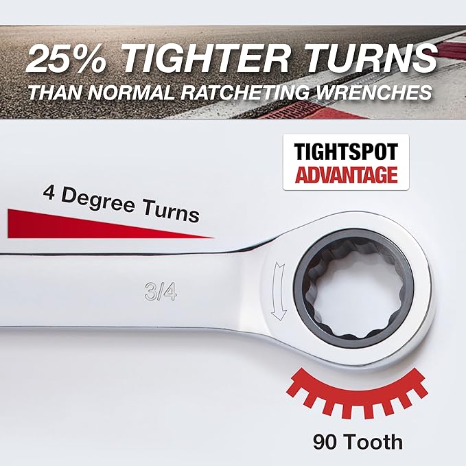 Jaeger 3/4 Inch Ratcheting Wrench with Upgraded 4° Precision and Hardened, Polished Steel for Projects with Tight Spaces