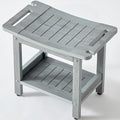 Waterproof Shower Stool for Inside Shower,Heavy Duty Bench for Shower, Plastic Bariatric Shower Bench with Handles & Shower Head Holder, Poly Lumber Shower Chair Seat with Storage Shelf (Gray)