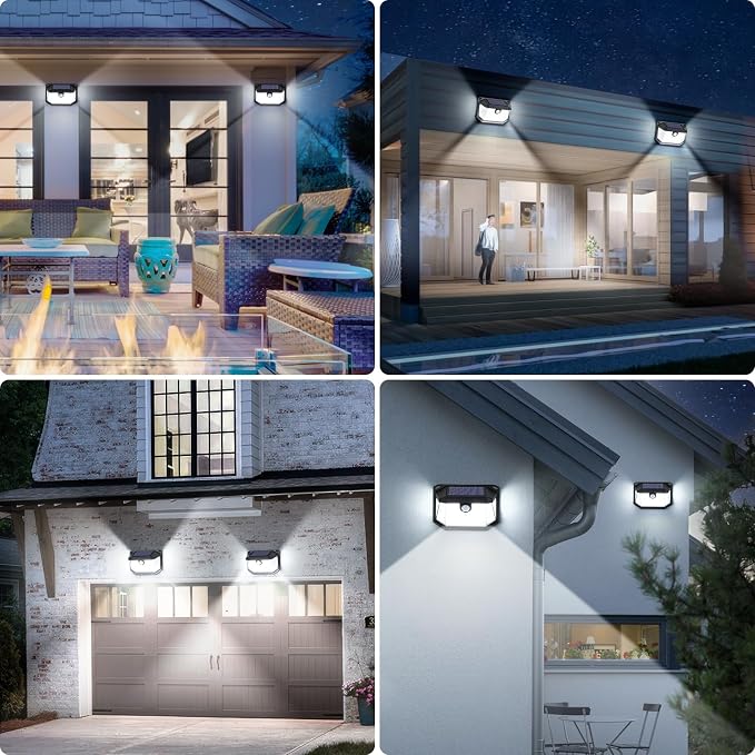 Solar Outdoor Lights, 2-Pack Super Bright 178 LEDs Motion Sensor Wall Light with 270° Wide Angle & 3 Modes, Waterproof Solar Powered Security Light for Patio Garden Garage Front Door