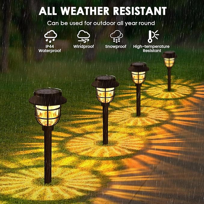 10 Pack Solar Pathway Lights Outdoor- Bright Solar Powered Garden Light with 3000K Warm LED, Auto On/Off Waterproof Path Lights Decorative, Landscape Lighting for Yard Patio Walkway Driveway