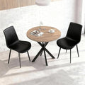 31.5" Round Dining Table and Chairs Set for 2, Small Dining Table Chairs Set Space-Saving, Round Table Set with Upholstered Chairs for Kitchen Dining Room Apartment(Natural + Black)