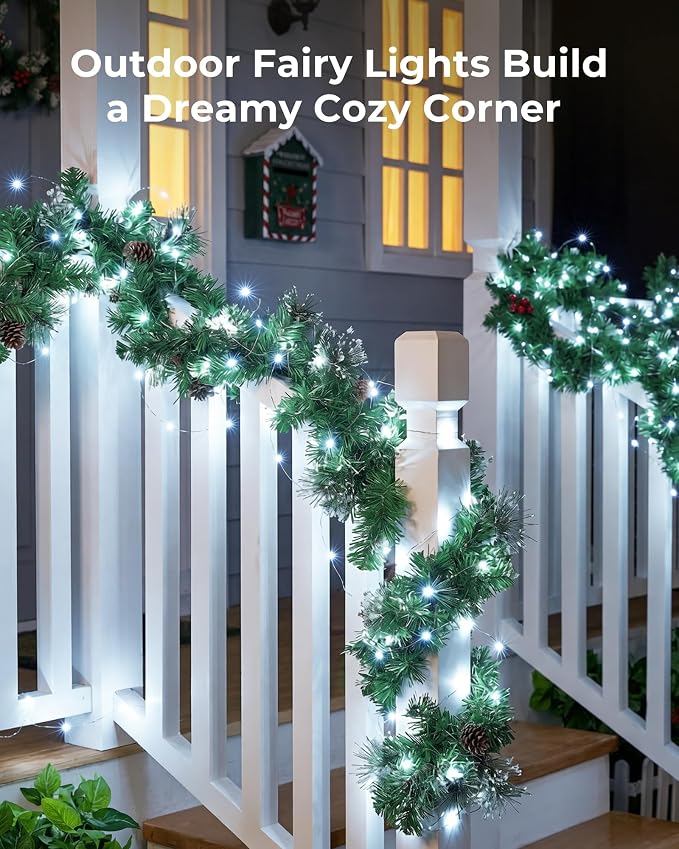 Minetom Solar String Lights, 2 Packs Total 66Ft 200 LED Solar Fairy Lights, Waterproof Solar Lights for Outside Patio Yard Tree Wedding Christmas, Pure White | IP65 Waterproof Twinkle Lights with 8 Modes, Patio Lights for Tree Outside Patio Yard Party ...