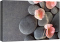 wall26 Canvas Print Wall Art Gray Stones with Pink Daisy Flowers Floral Nature Photography Realism Bohemian Scenic Relax/Calm Cool for Living Room, Bedroom, Office - 16"x24"