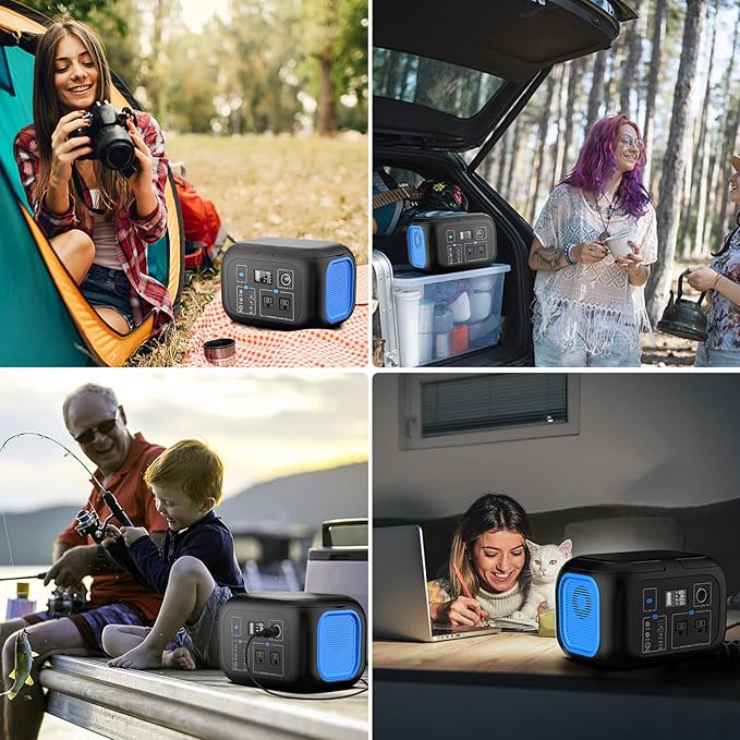Portable Power Station 600W Power Bank 296Wh Solar Generator Lithium Battery Portable Generator Fast Charging with LED Light Battery Pack 9 Outputs Power Supply for Home Camping Emergency Backup