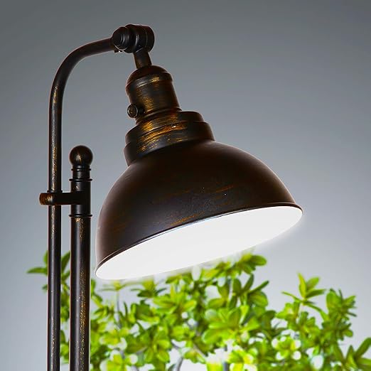 Brightech Dylan Industrial Floor Lamp for Living Rooms & Offices, Bright LED Light – Charming Farmhouse Standing Lamp, Adjustable Head Reading for Bedroom, Stunning Living Room Decor
