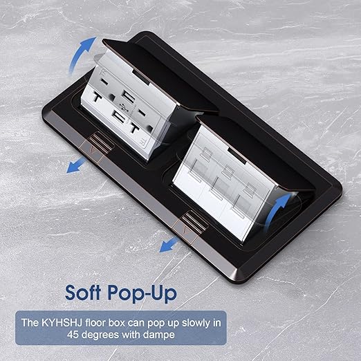 KYHSHJ Dual Pop-Up Floor Electrical Outlet Box Kit，20 Amp Stainless Steel USB TR Receptacle Outlet，3-Port RJ45 Datacom Receptacle，Oil Rubbed Bronze
