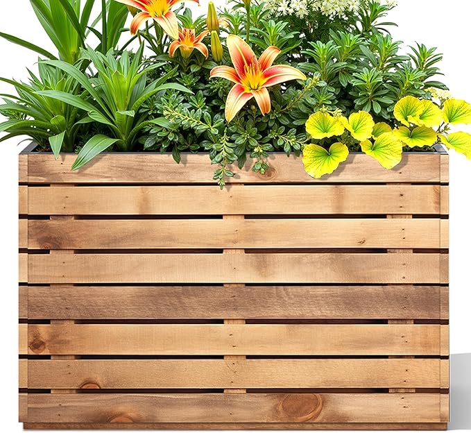 Tall Metal Planter, 9" W×25.6" H Large Rectangular Planter Box for Outdoor or Indoor, All-Weather Durable Plant Box with Drainage Holes & Removable Shelf for Patio, Porch, Garden, Trees, Flowers