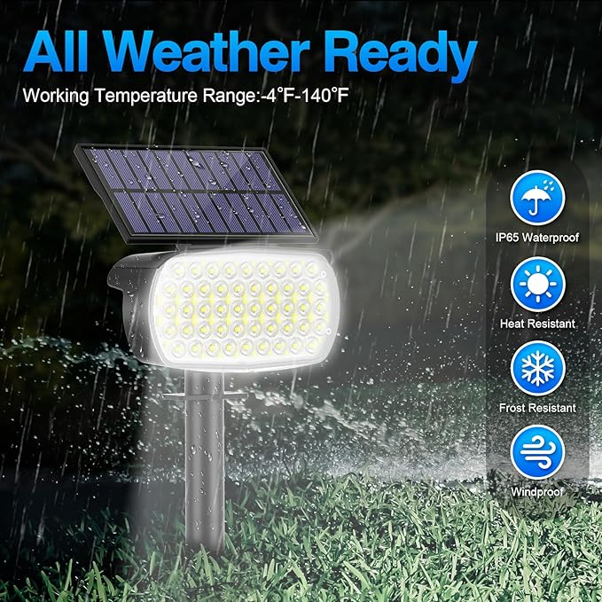 108 LED Solar Spot Lights Outdoor, Solar Lights Outdoor IP65 Waterproof, 3 Modes Solar Landscape Spotlights, Large Solar Powered Panel Lights for Garden Yard Pathway(Cool White/4 Pack)