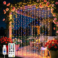 Curtain Light for Bedroom, 200LED 6.6x6.6ft Multicolor Window Wall Hanging Fairy Curtain String Light, 8 Modes Remote Fairy String Lights Indoor for Wedding Party Home Garden Decorations