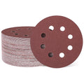 HARFINGTON 150 Pcs 5 Inch Sanding Discs, 100 Grit Hook and Loop Sandpaper, 8-Hole Aluminum Oxide Round Orbital Sander Sandpaper for Woodworking Automotive Metal Polishing, Red