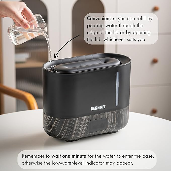 ZMARKRAFT® 3L Large Humidifier with Special Flame Light Effect, Quiet Ultrasonic Humidifying, Top Fill and Adjustable Mist Level, Cool Mist Humidifier for Any Season for Bedroom and Living Room