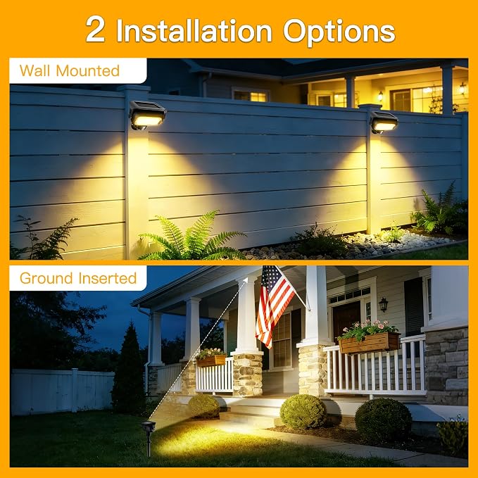 Ollny Solar Lights Outdoor Waterproof IP65, 360° Rotation Solar Spot Lights Outdoor, Long Last 2 Lighting Modes Solar Powered Garden Yard Spot Solar Lights for Outside Landscape 4 Pack (Warm White)