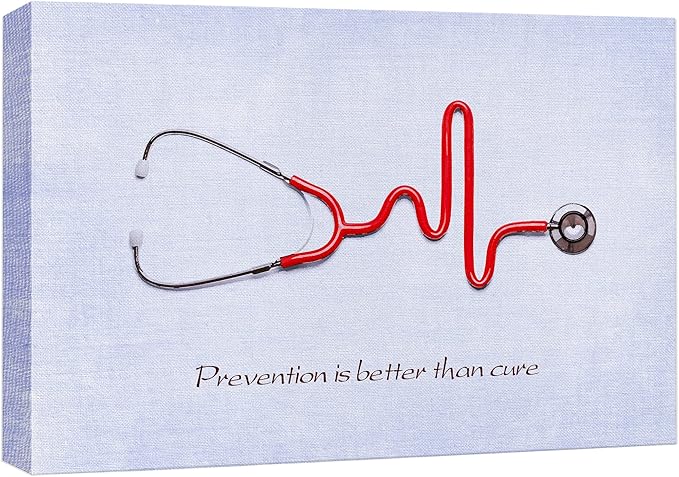 wall26 Canvas Print Wall Art Stethoscope with Prevention & Cure Inspirational Quote Medicine People Digital Art Modern Art Contemporary Scenic Colorful for Living Room, Bedroom, Office - 16"x24"