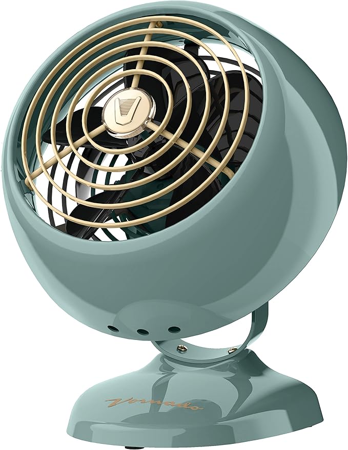 Vornado VFAN™ Mini Fan, Classic Vintage Fan, Retro Metal Air Circulator, For Desk & Bedside, 2 Speeds, Adjustable Tilt, Personal Cooling with Targeted Airflow, Quiet Fan, Green