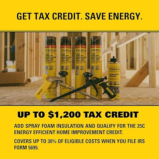 STANLEY F 990P Supercoat Spray Foam Insulation - Closed Cell Spray Foam Covers Up to 3840 Sq.Ft.,(11.32/2 inch R-Value), Gun Use, Gun Not Included, 27.1 oz, 192 Pack